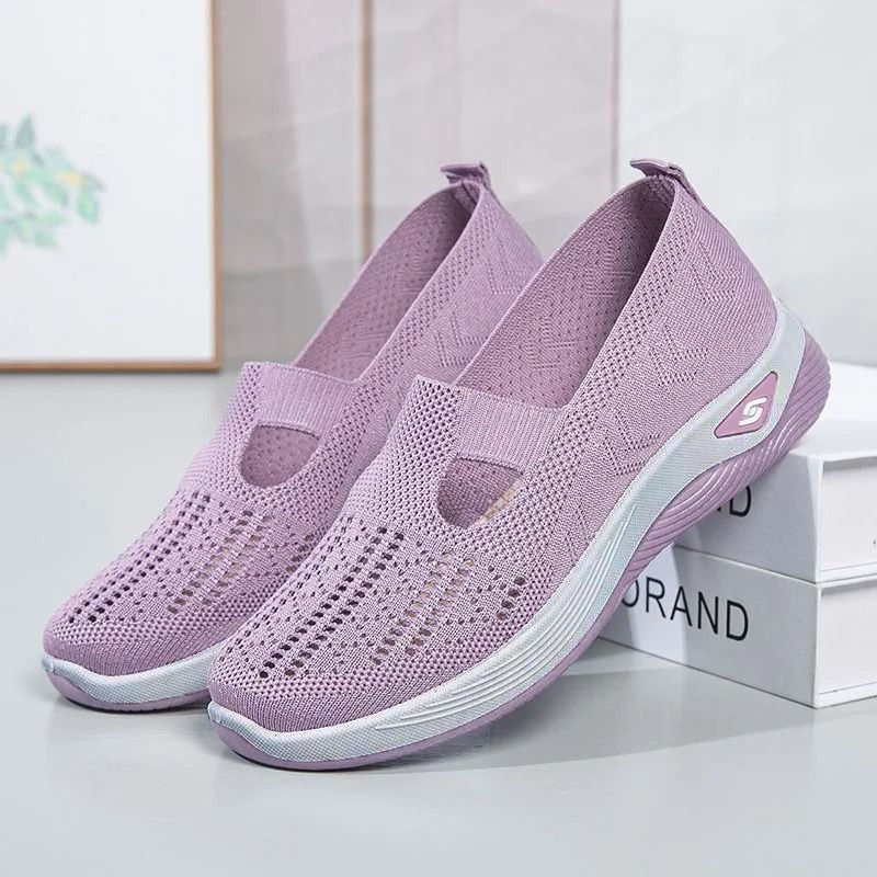 Women Mesh Breathable Slip On Platform Casual Walking Shoes