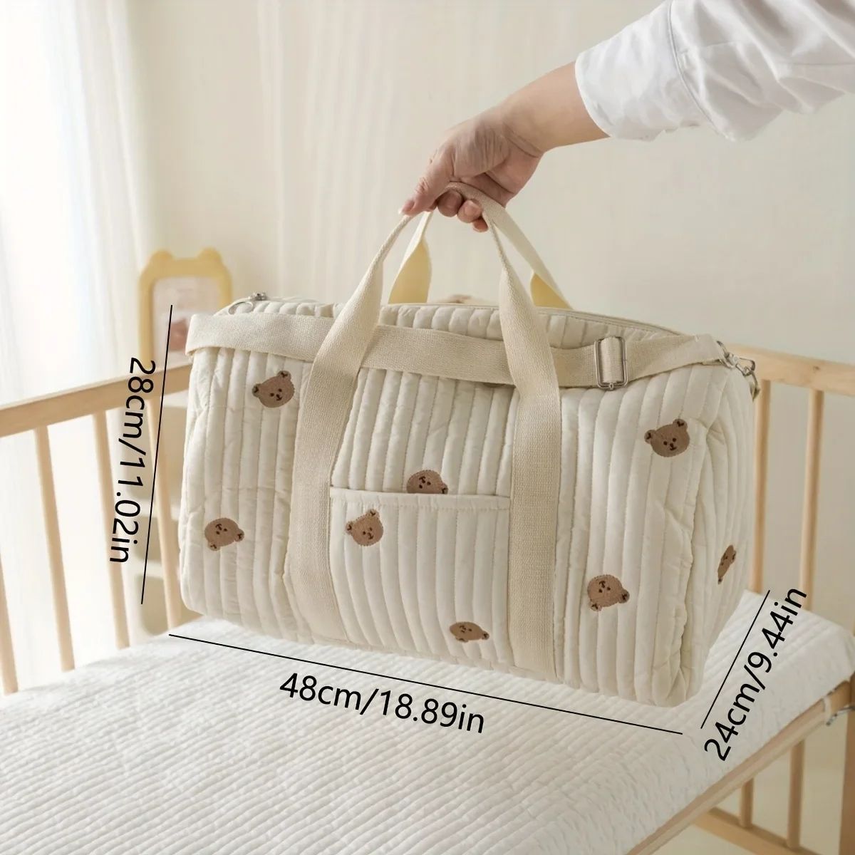 Little Bear Embroidered Multi-Functional Mommy Bag