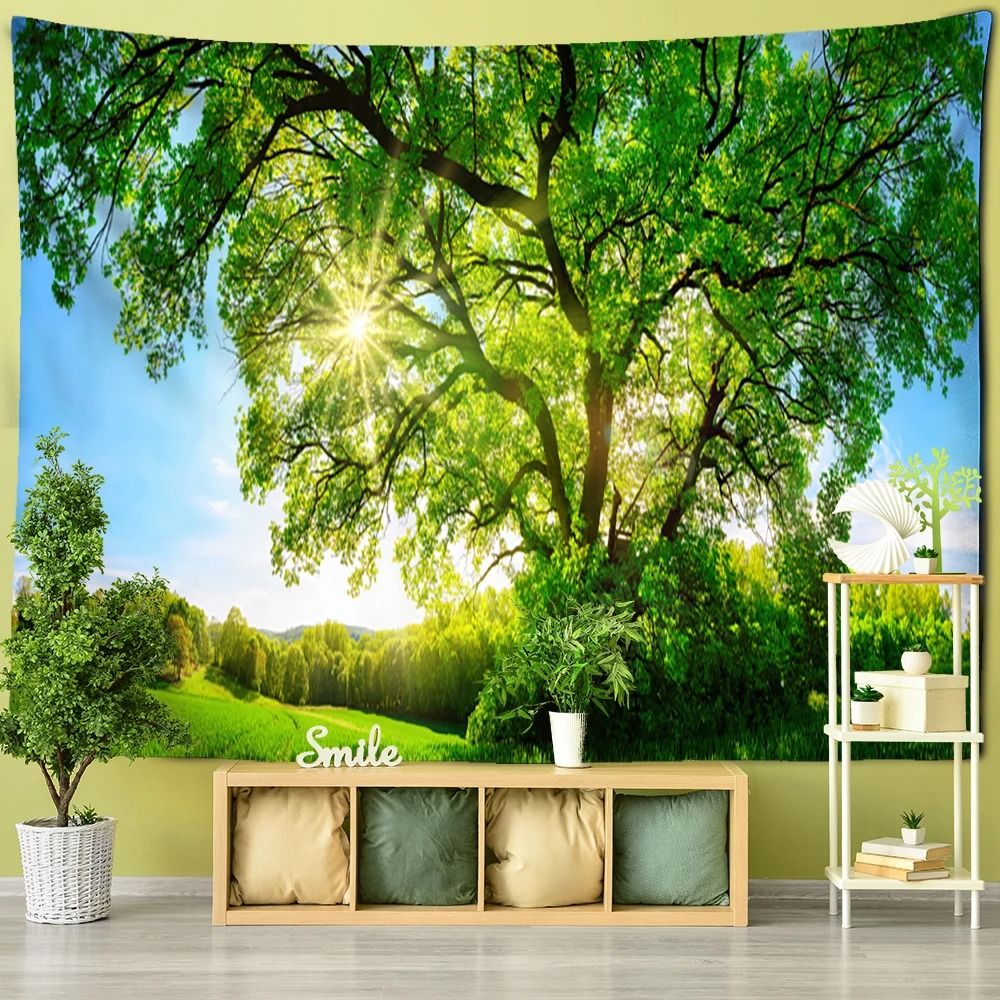 Forest Tree Wall Tapestry Bohemian Nature Scenery Hanging Decor