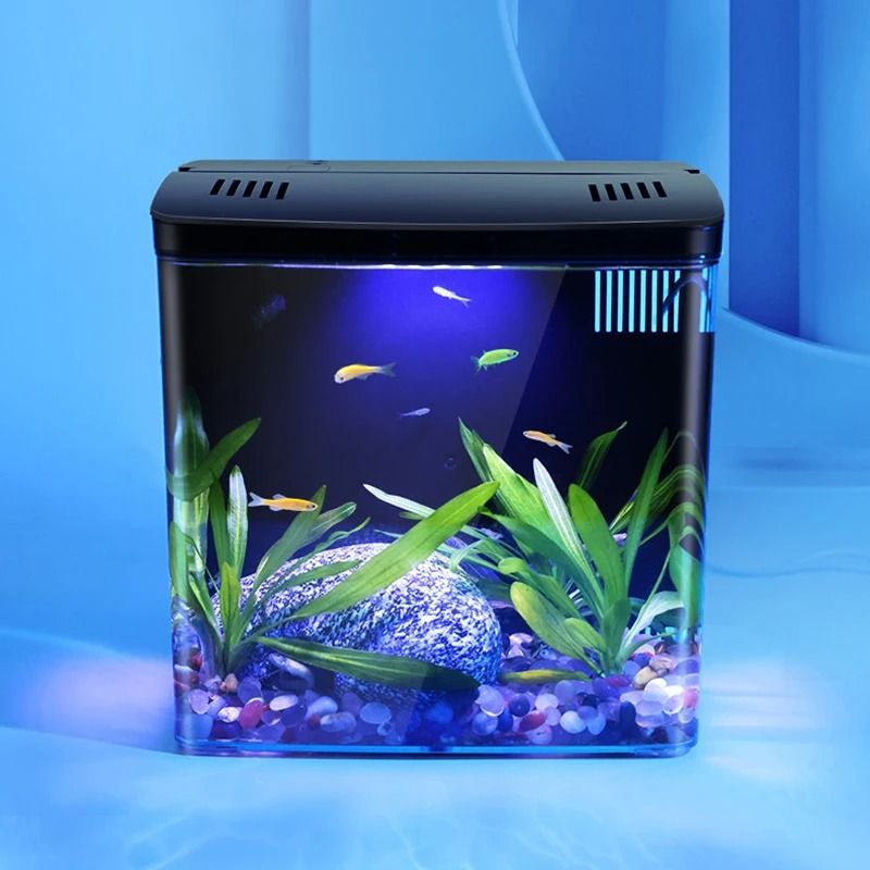 Mini Ecological Fish Tank with LED Light and Self-Circulating Filter – Compact Desktop Aquarium for Home or Office