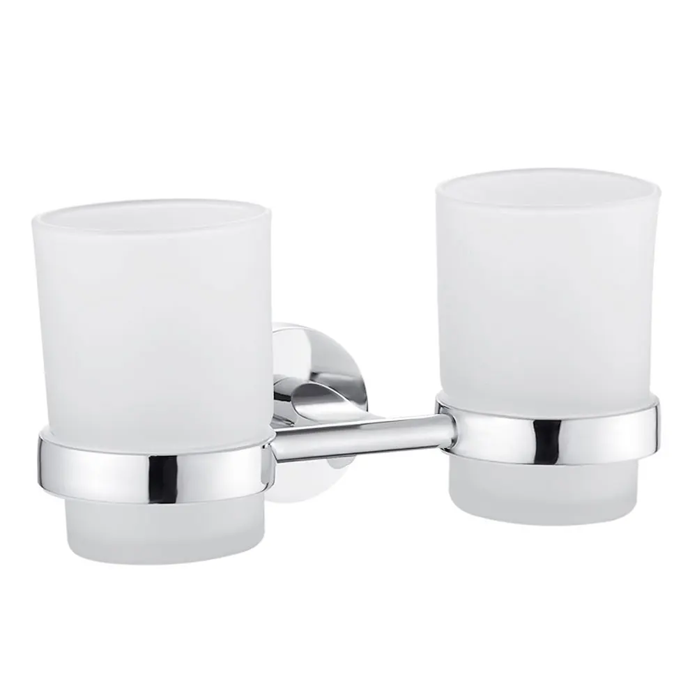 Double Tumbler Cup Holder, Tooth Brushing Cup Bathroom Supplies, Toothbrush Holder Wall Mount, Strong Anti Fall Bath