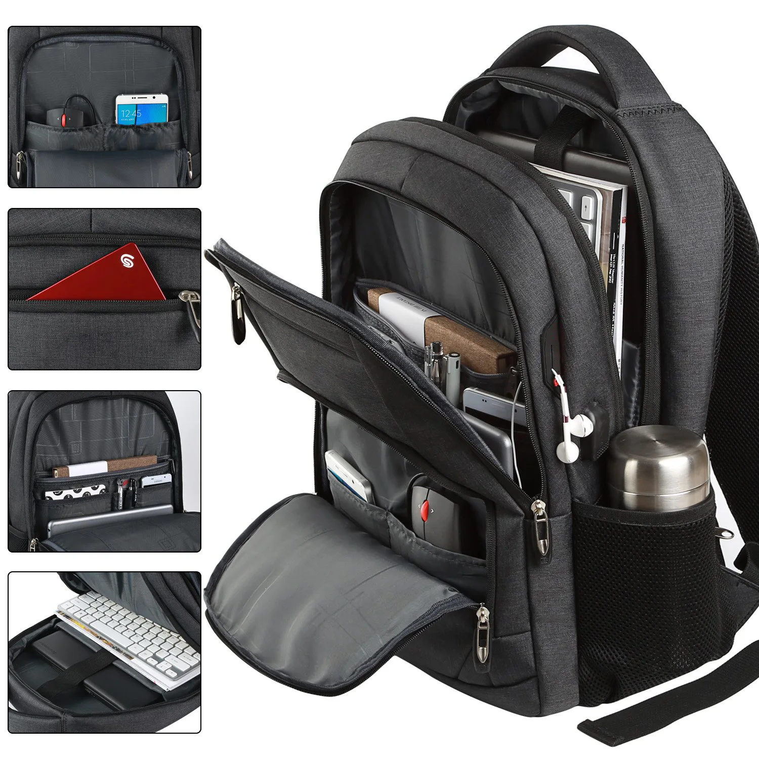 Ergonomic Mens Travel & Camera Backpack Large Waterproof Laptop Bag