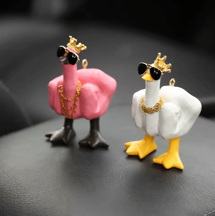 Funny Middle Finger Duck Figurine – Cute Resin Duck Desk Decor with Glasses