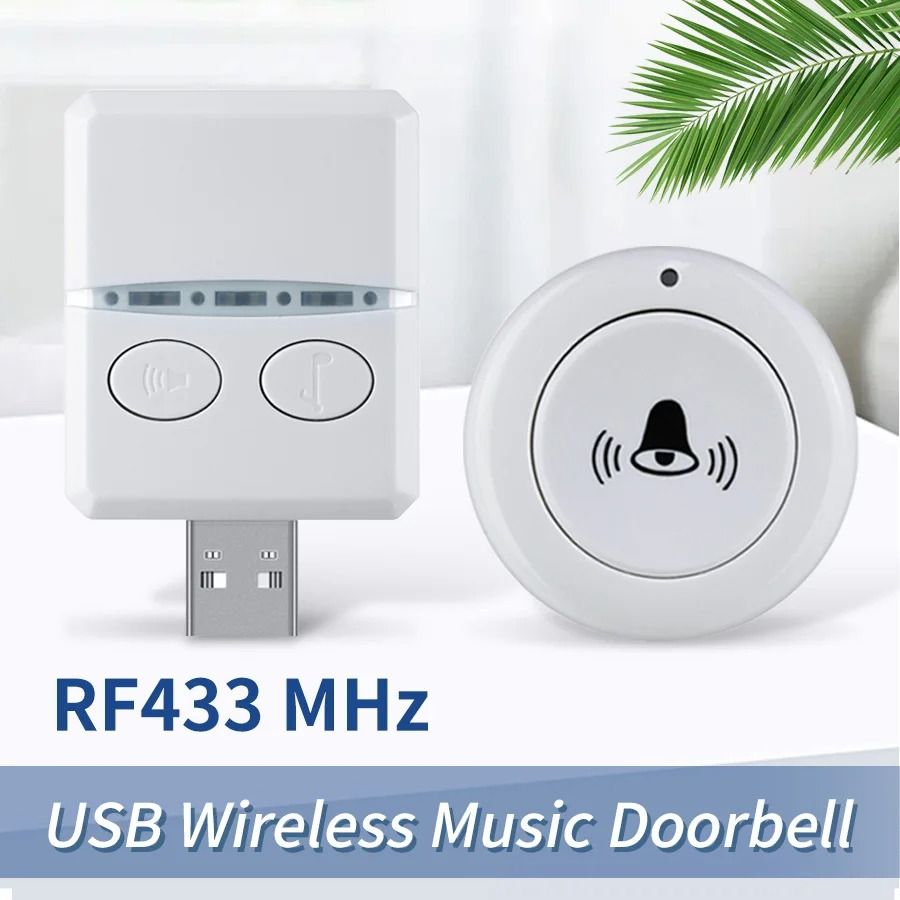 USB Wireless Doorbell with Remote Control and 30 Melody Options