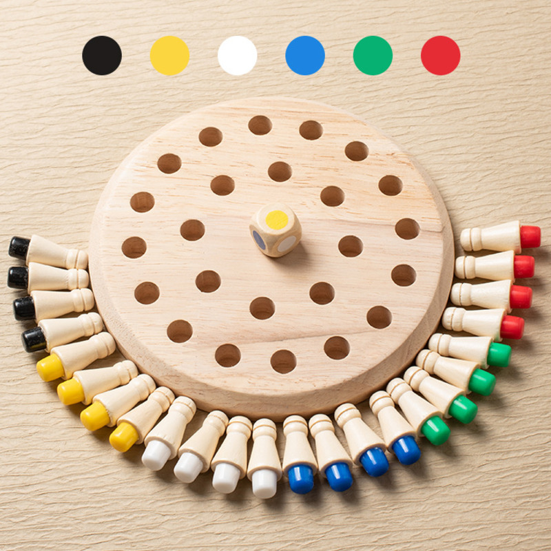 Montessori Wooden Memory Match Game Board for Kids Color Matching Puzzle Toy