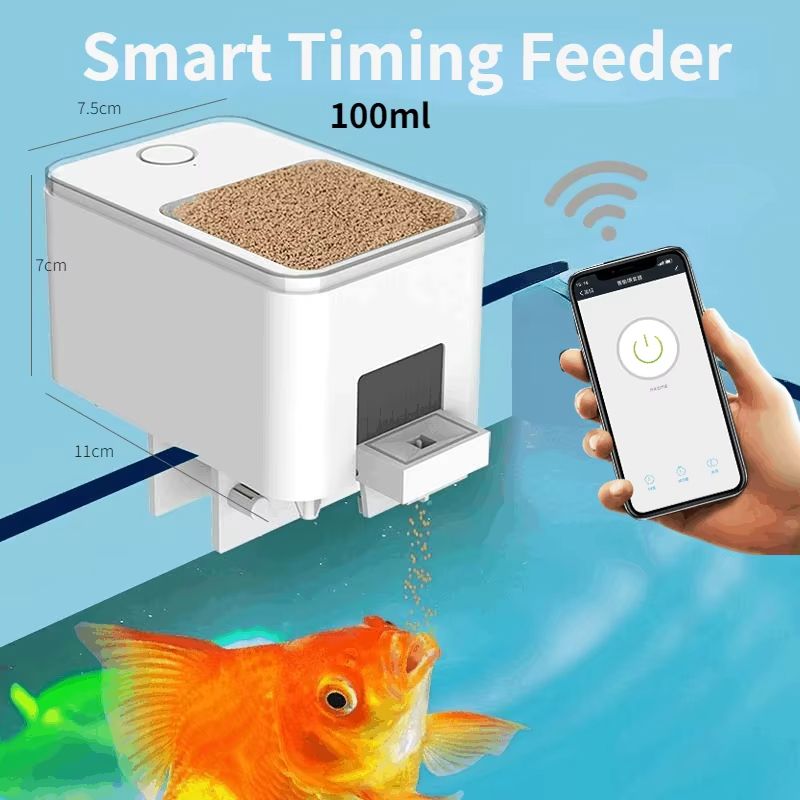 Smart Automatic Fish Feeder – WiFi Aquarium Food Dispenser with App & Voice Control