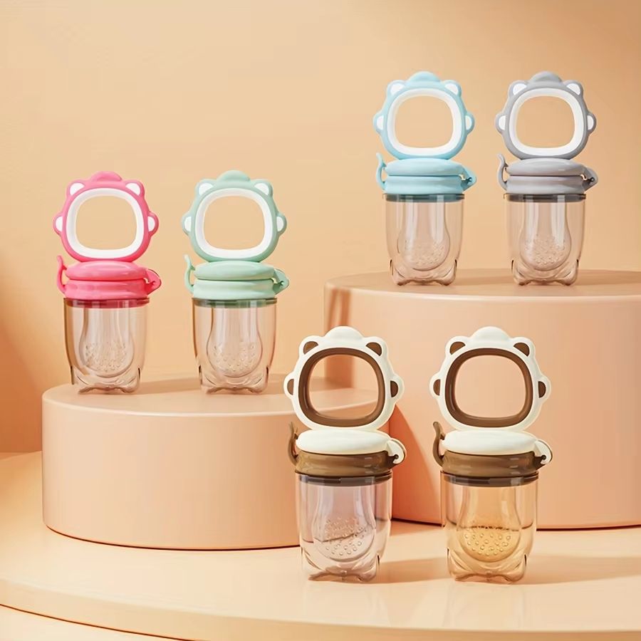 Silicone Baby Fruit & Vegetable Feeder with Mesh Cartoon Lion Design - Safe Self-Feeding & Teething Aid
