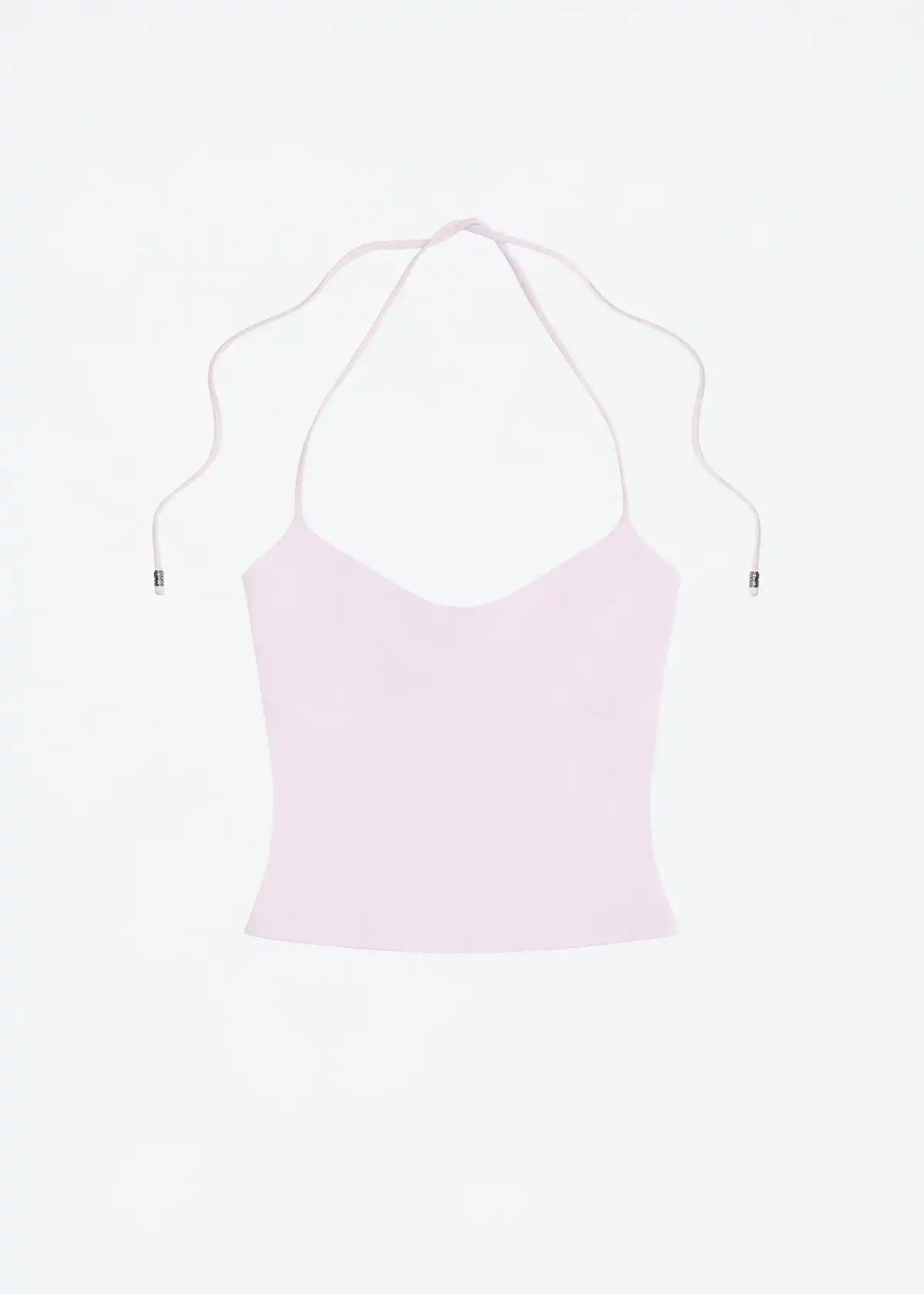 Open-Back Halter Cami Top – Stretchy Self-Tie Sexy Tank with Metal Detail