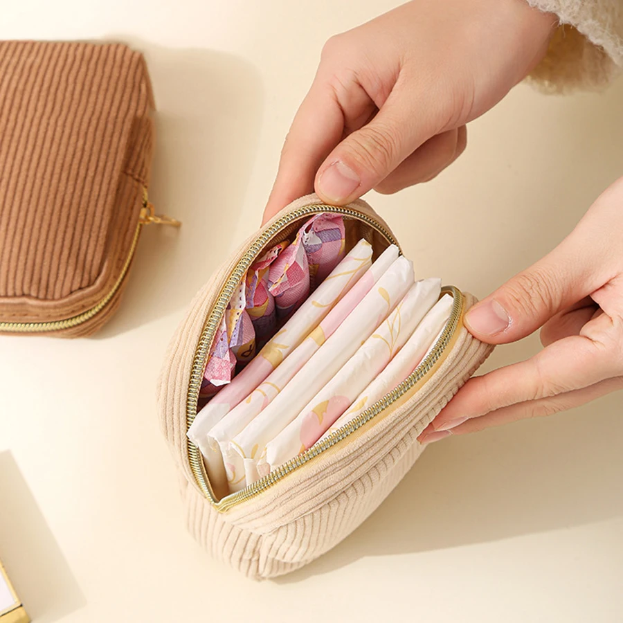 Fashion Makeup Lipstick Case, Mini Cosmetic Storage Pouch for Women, Sanitary Napkins Organizer Travel Bags