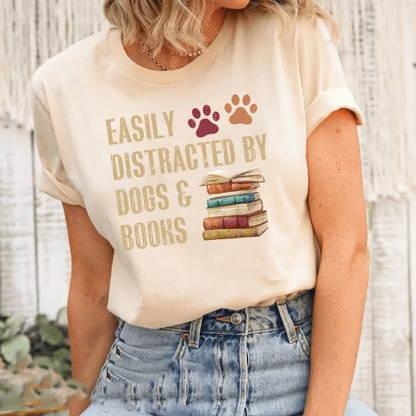 Dogs & Books Shirt Funny Dog Lover Reader Tee