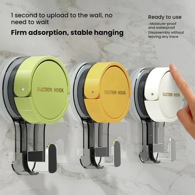 Strong Vacuum Power Hooks - no drill suction hooks with traceless hold for bathroom & kitchen