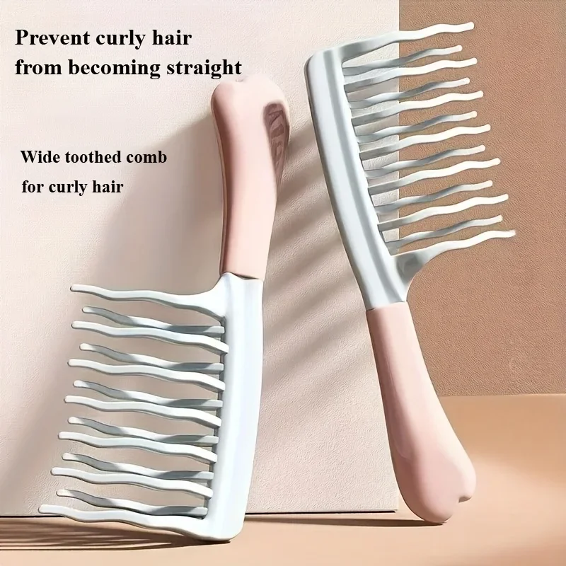 Dual Wide-Tooth Hair Combs for Curly Hair, Ideal for Long Curls & Voluminous Styles, Elegant Hair Care for Smooth