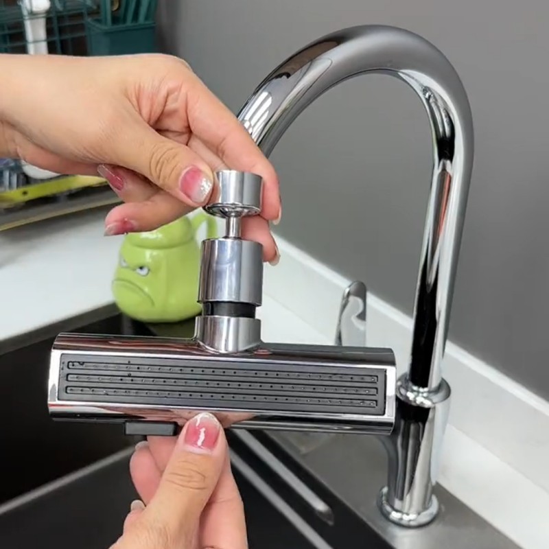 360° Swivel Kitchen Waterfall Faucet, 3-Mode Universal Splash-Proof Nozzle Extension