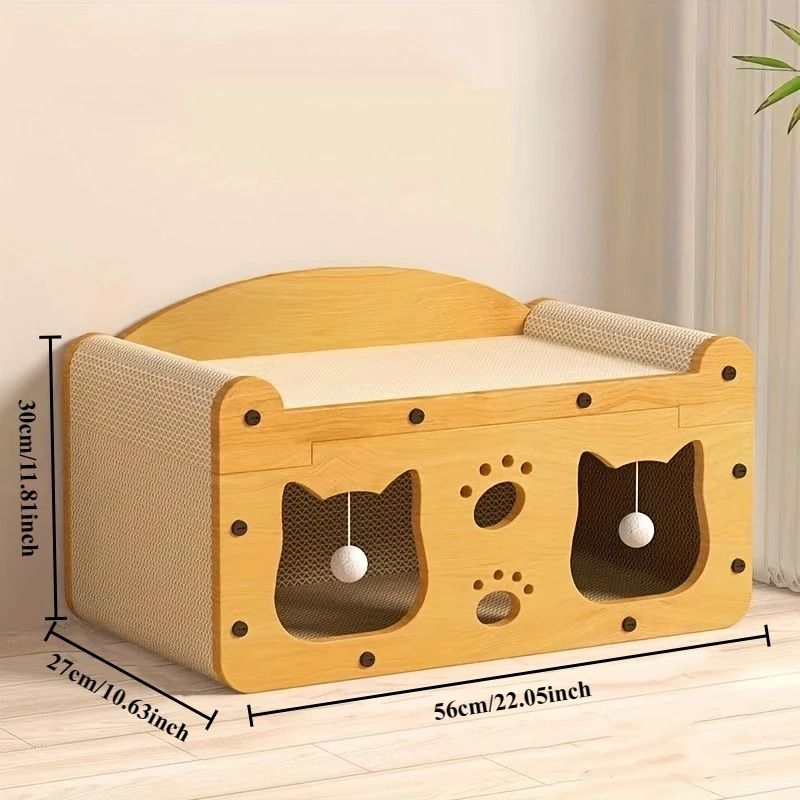 Luxury Cat Scratch Sofa with Durable Cardboard Nest and Interactive Toys