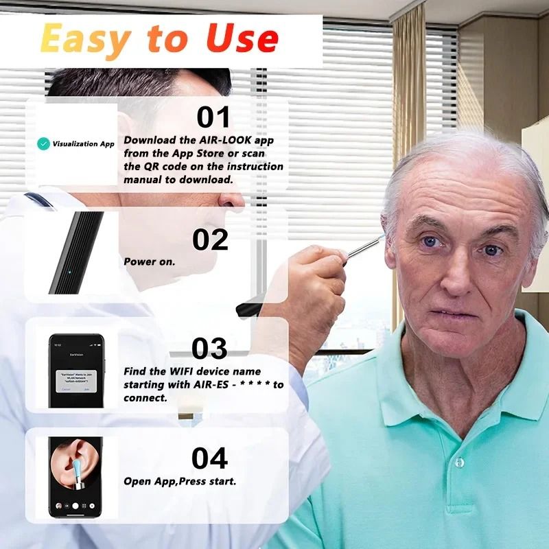 Visual Ear Wax Cleaner with HD Camera Safe Ear Cleaning Endoscope Tool with LED Light
