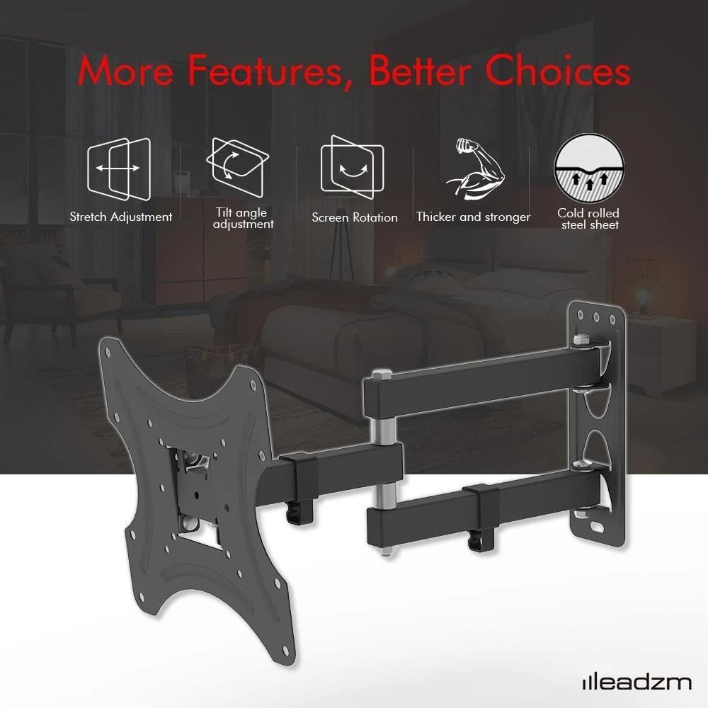 Full Motion TV Wall Mount Bracket Tilt, Swivel, Compatible