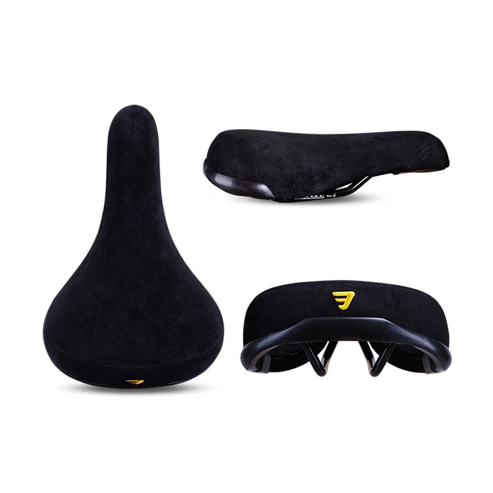 Funsea Professional Wheelie Bicycle Saddle | Black Flannelette Embroidery Seat with 8mm High-Strength Rails