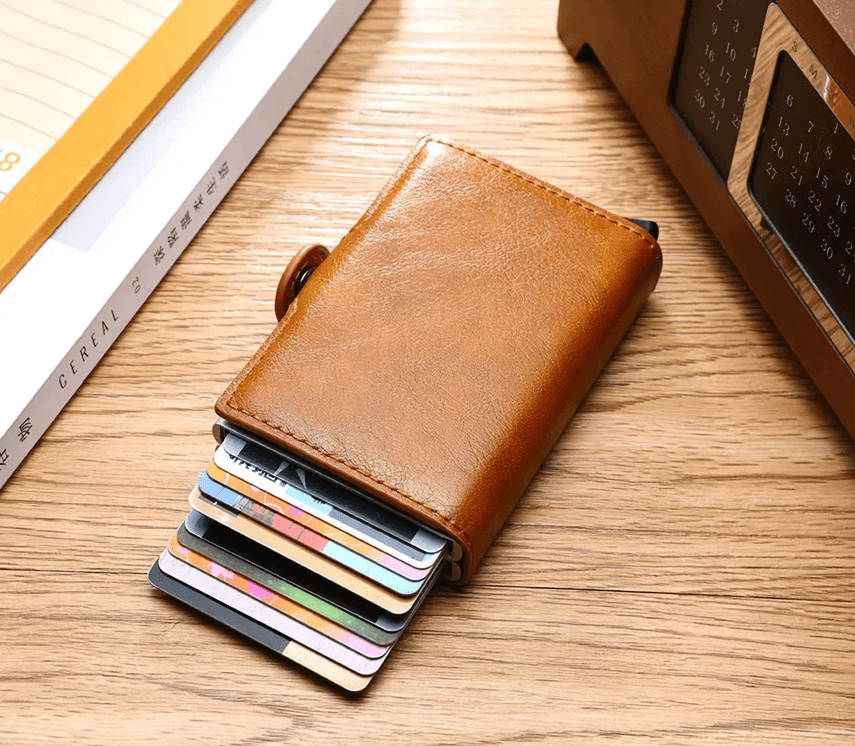 RFID Carbon Fiber Slim Wallet for Men with 14 Card Holders and Money Clip