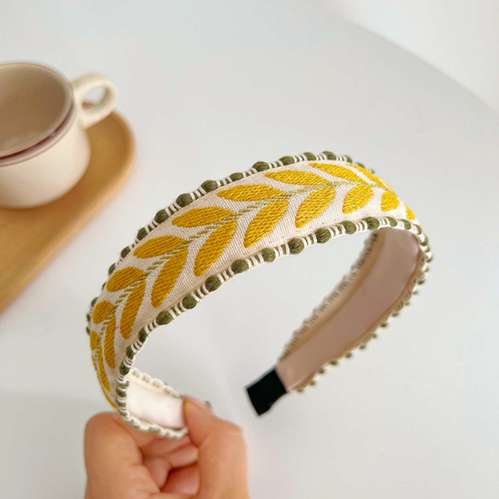Fashion Head band For Women, Bohemia Leaf Embroidery Hairband, Girls Spring Turban Hair Accessories