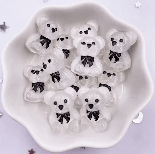 Kawaii Colorful Bear Resin Figurines Set Mini Craft Embellishments 10PCS