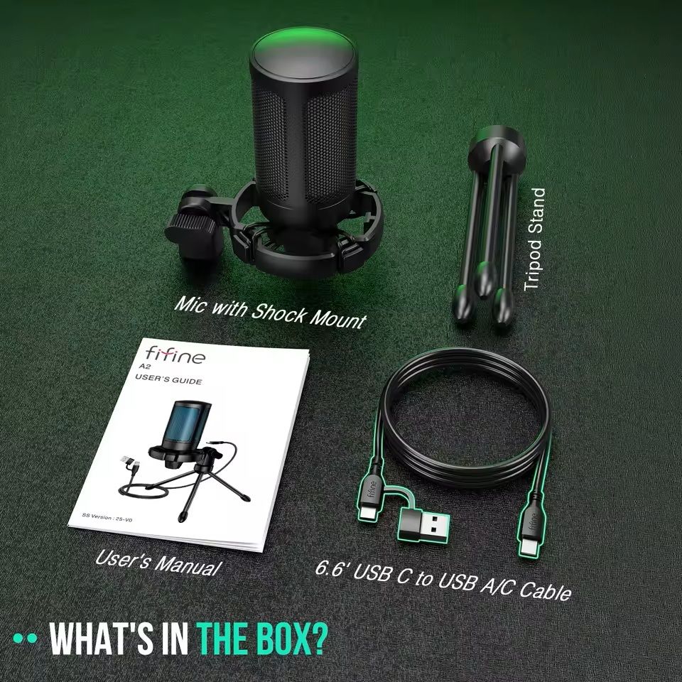 RGB USB Gaming Microphone with Touch Mute and Tripod Stand