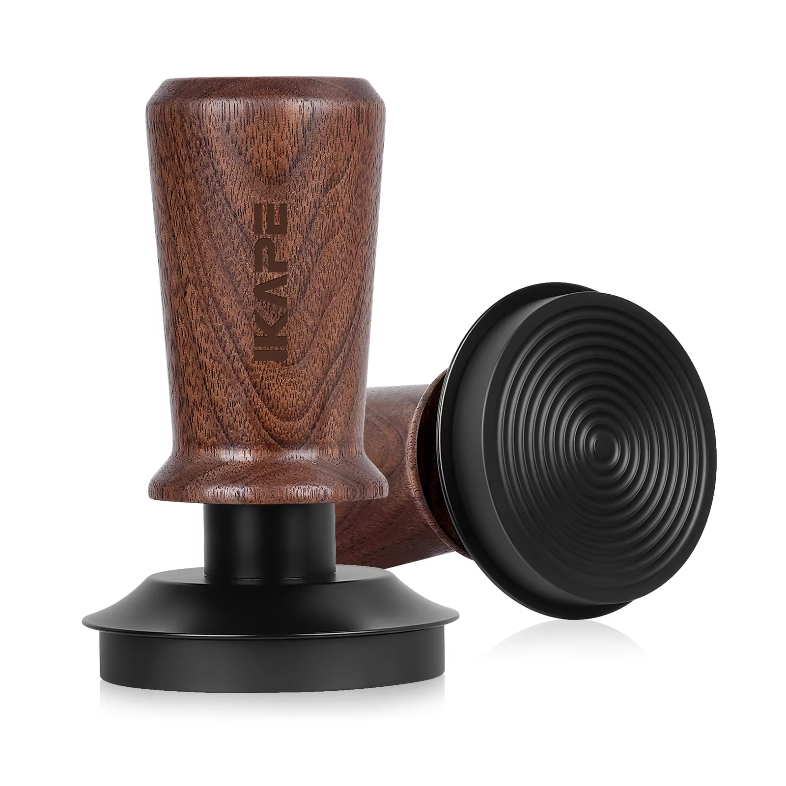 Espresso Walnut Tamper, Spring Loaded with Titanium PVD Coating