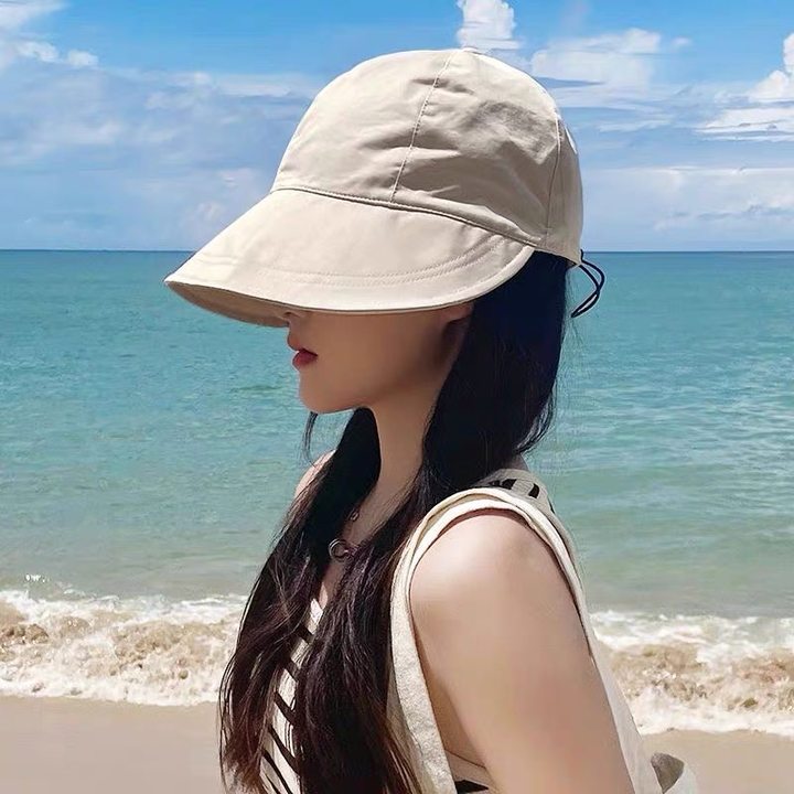 Adjustable Foldable Sunhat for Women, Summer Beach Fisherman Hat, Cotton Wide Brim Sunscreen Protection Bucket Cap