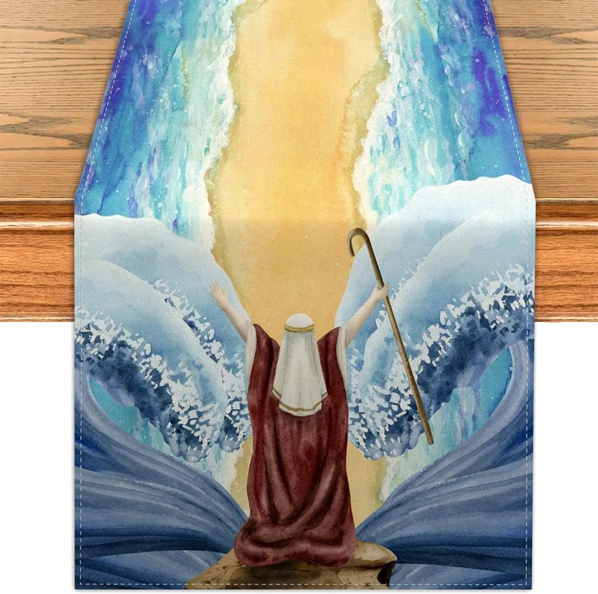 Passover Linen Table Runner Pesach Red Sea Dining Table Decor