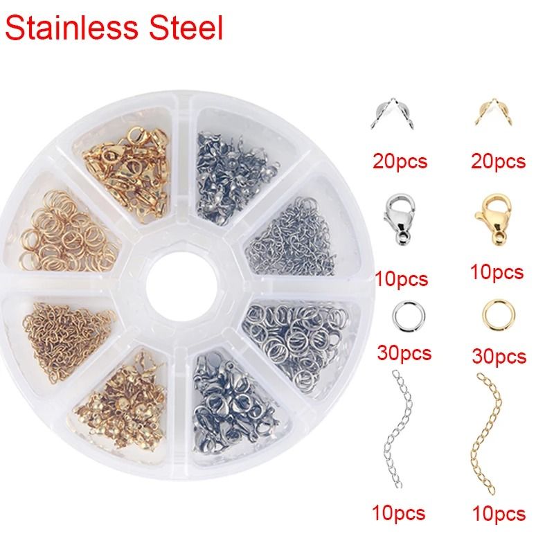 Jewelry Making Kit with Stainless Steel Jump Rings Clasps and Earring Hooks