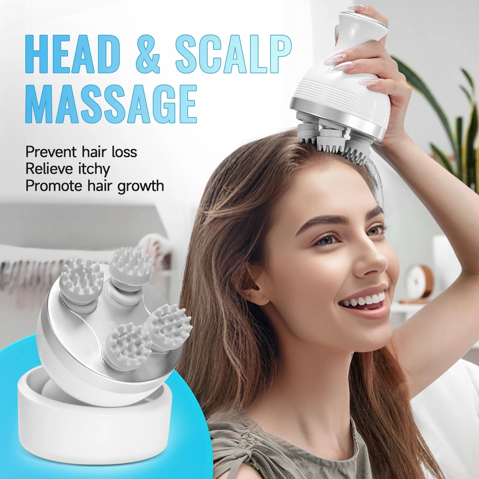 Electric Hair Scalp Massager with 84 Kneading Nodes for Deep Relaxation and Hair Care