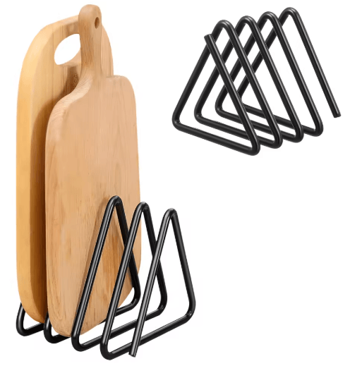 4 Slot Metal Cutting Board Storage Rack Space Saving Kitchen Countertop Organizer