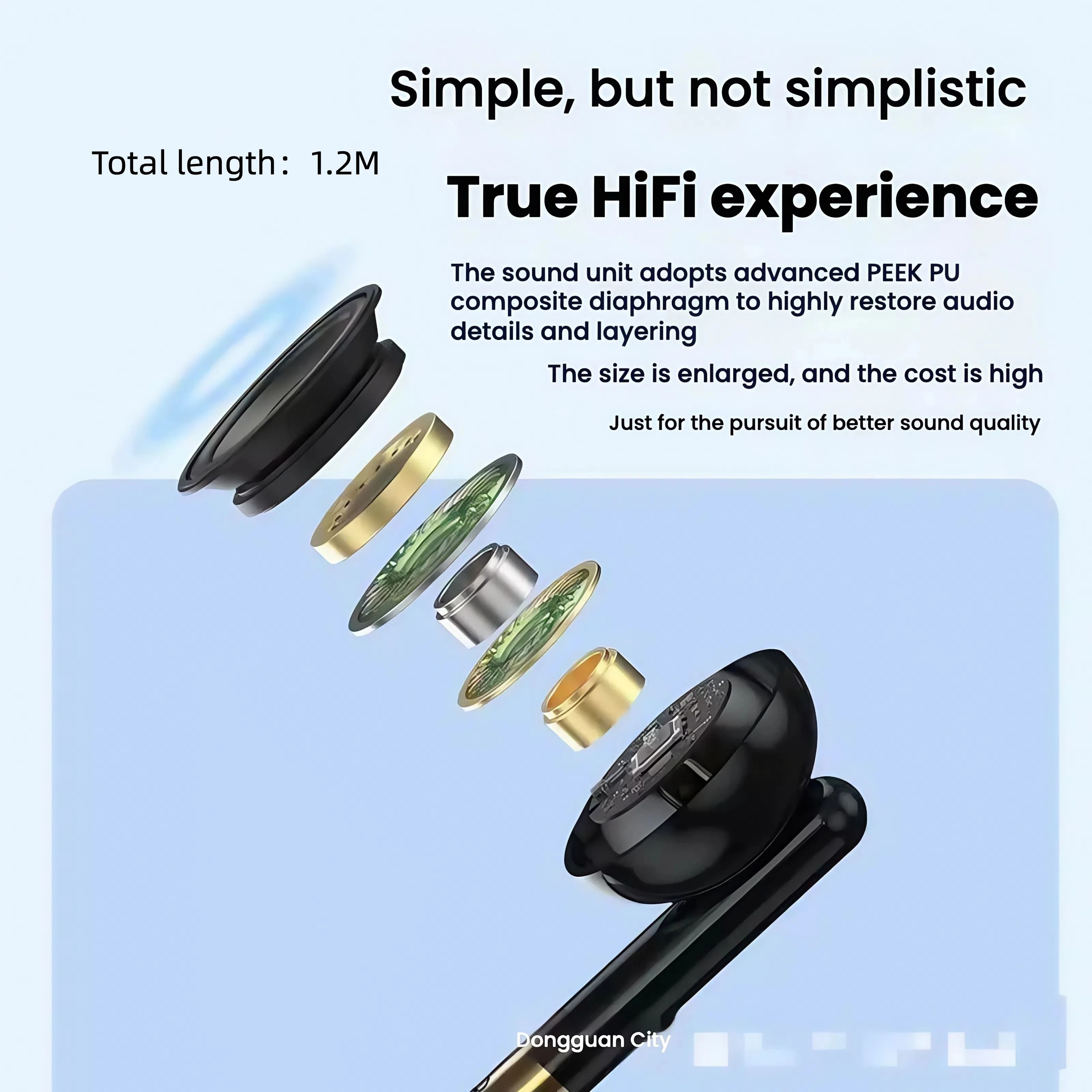 Universal HiFi USB-C Wired Earbuds with Digital Chip and 1.2M Cable