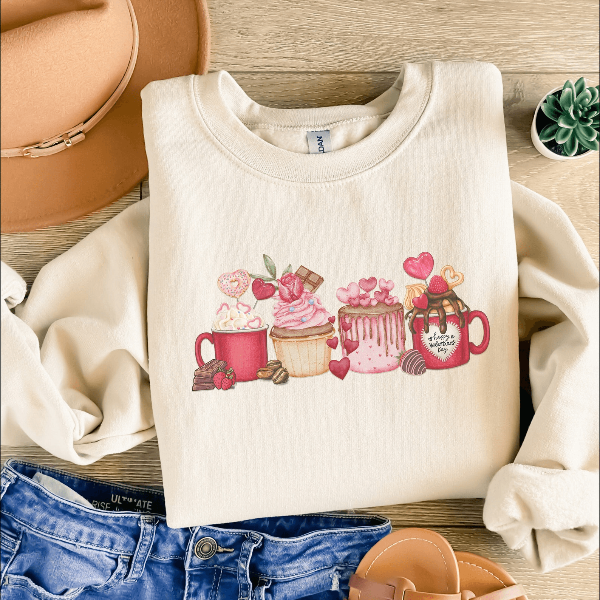 Valentines Coffee Sweatshirt for Women Love Heart Crewneck Cute Cozy Valentine Pullover