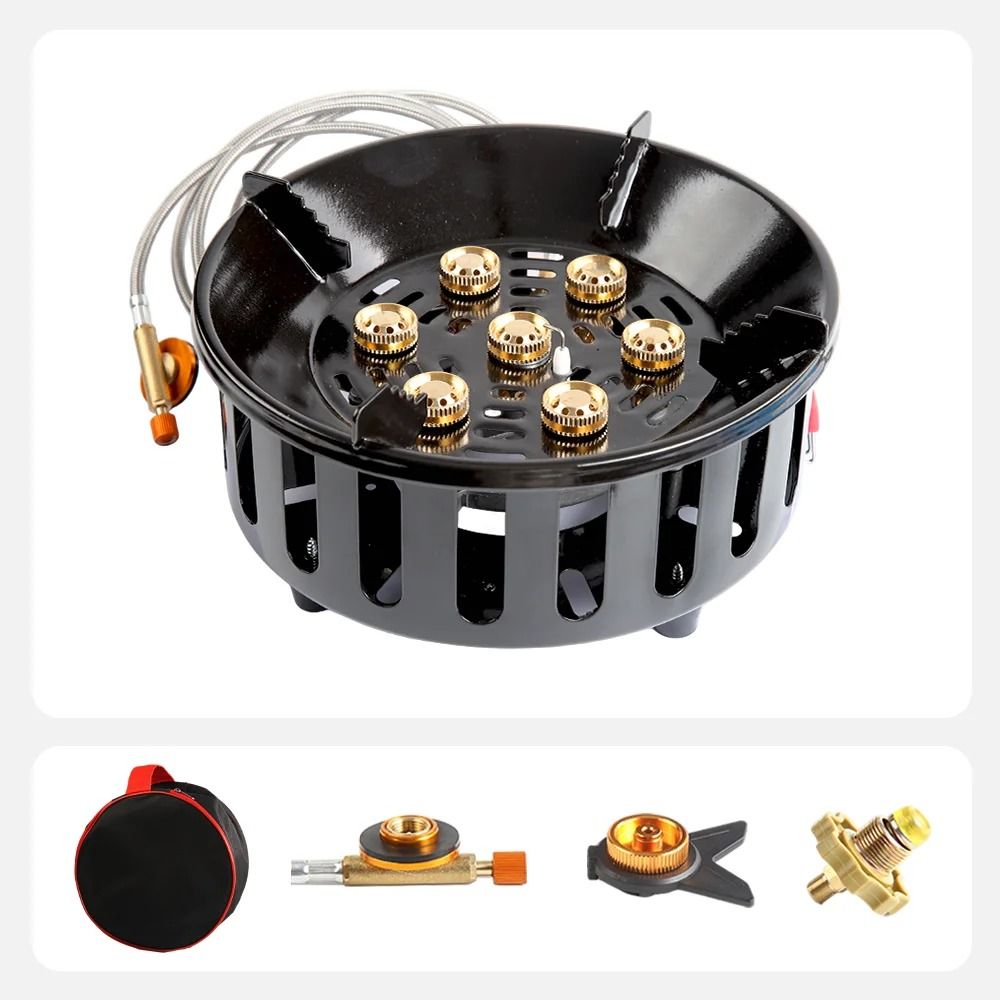 19800W 7-Core High-Power Camping Stove – Portable Windproof Gas Burner with Electronic Ignition