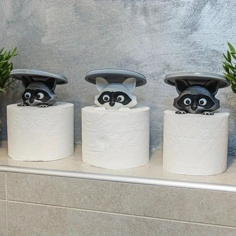 3D Raccoon Toilet Paper Holder Bathroom Decor