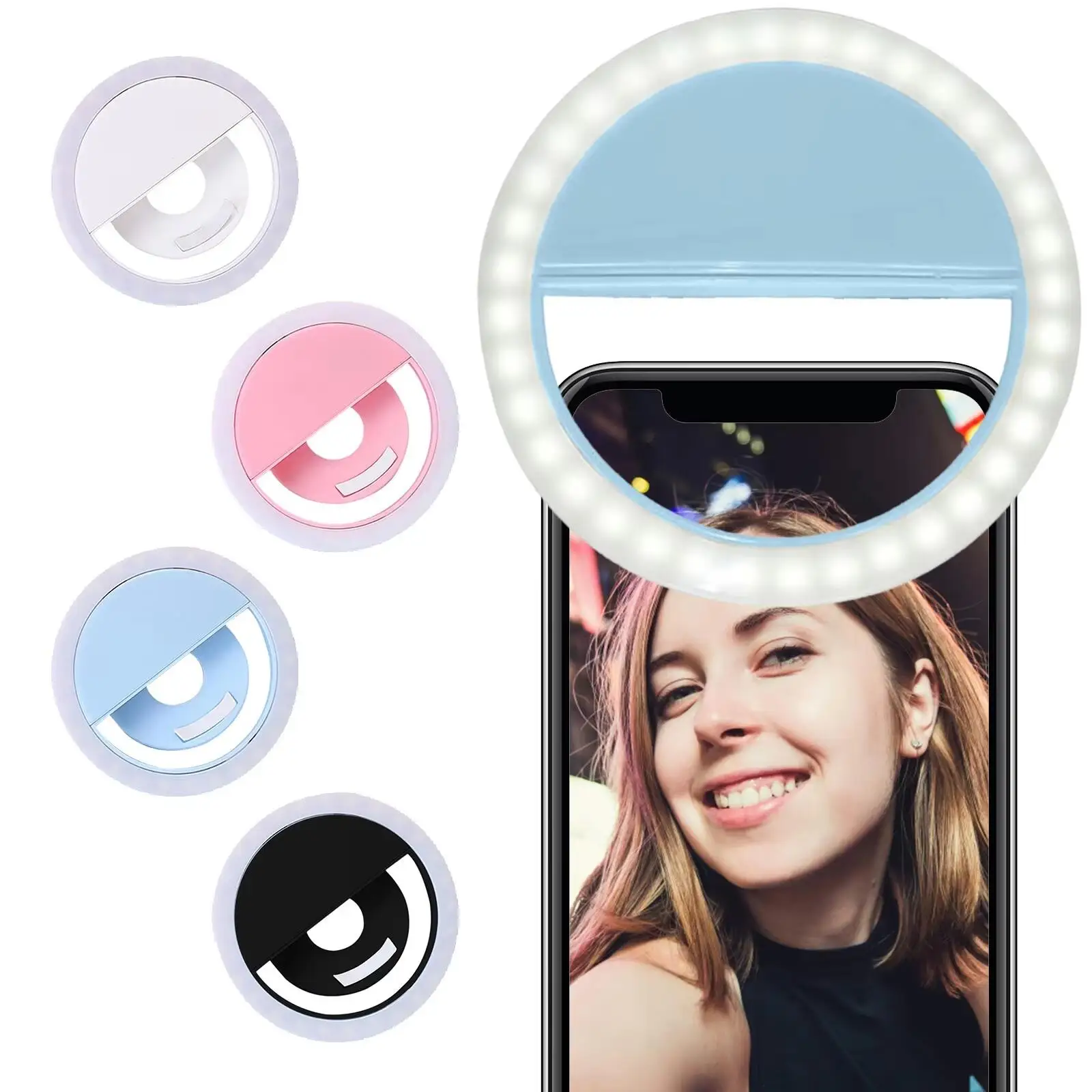 Battery Powered LED Selfie Ring Light, Mobile Phone Lens Lamp, Adjustable Live Brightness, Portable Selfie Fill Light