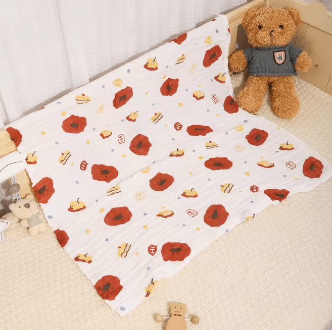 PureGauze Cotton Baby Bath Towel Four Layer Muslin Swaddle Blanket