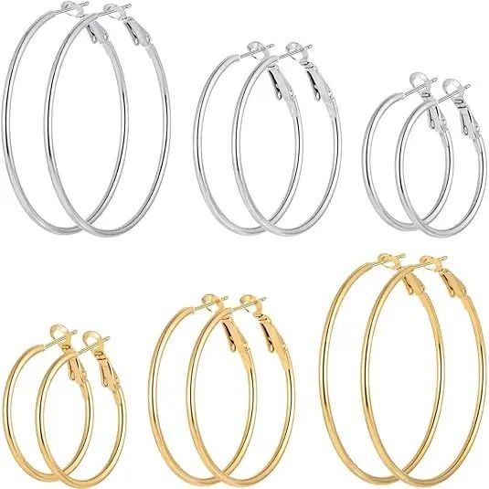 6-Pair Smooth Open Hoop Earring Set