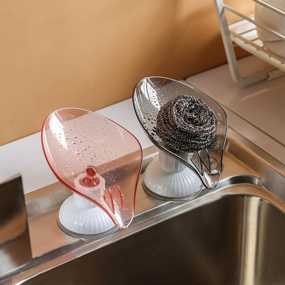 Stylish Rotating Leaf Shaped Self Draining Soap Holder