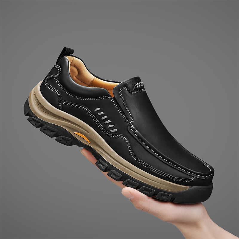 Simple Trendy Slip-On Sneakers, Men's Hand-Stitched Fashion Loafers, Large Size Office Casual Shoes