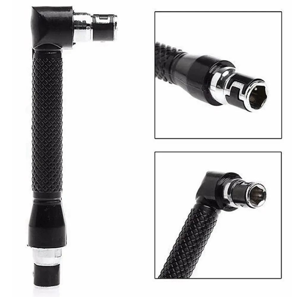 90° L-Shaped 1/4 Inches Hex Screwdriver Bit Set | Double Head Handle 6.35mm Right Angle Wrench + 10pcs Bits & Tape