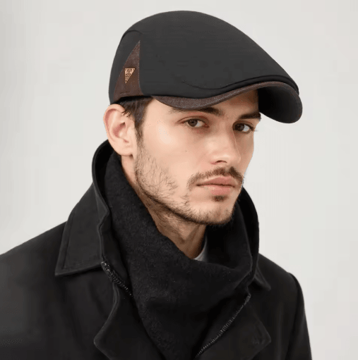 British Retro Beret Hat for Men Thick Warm Woolen Newsboy Cap for Winter Casual Wear