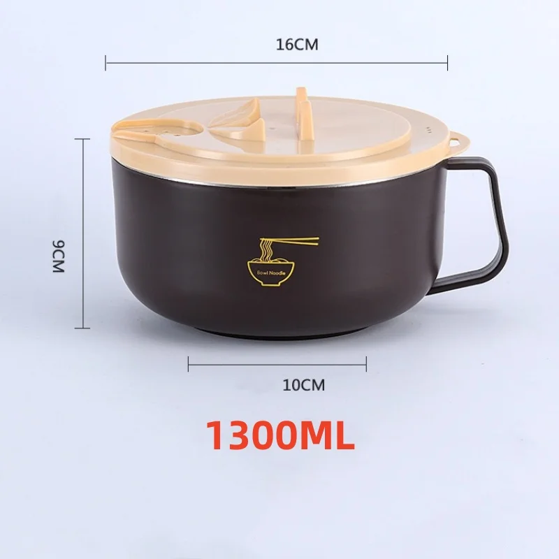 Stainless Steel Noodle Bowl with Lid Heat-Resistant Instant Noodles Cooker