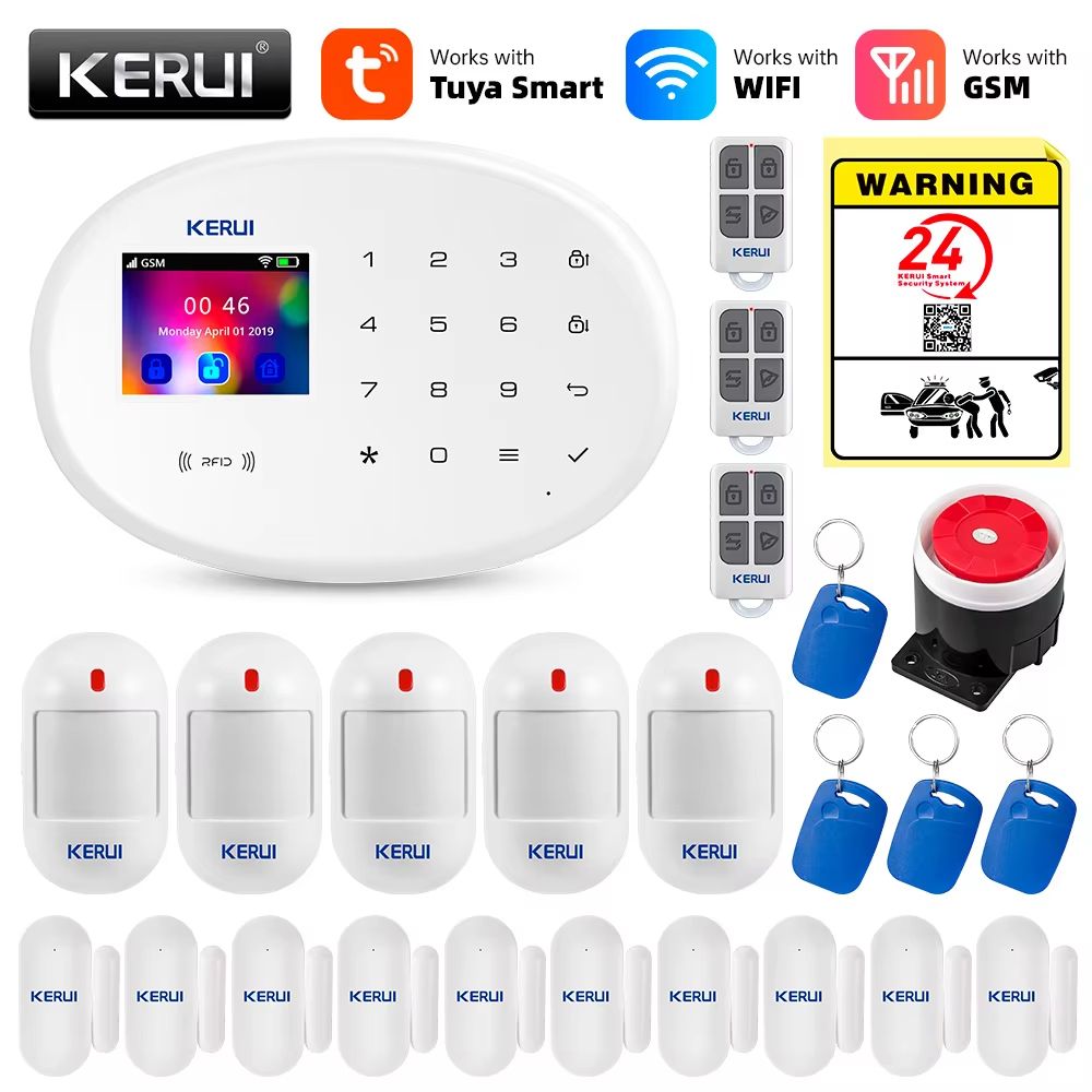 Tuya Smart 4.3-Inch WiFi + GSM Home Security Alarm System with Temperature Display