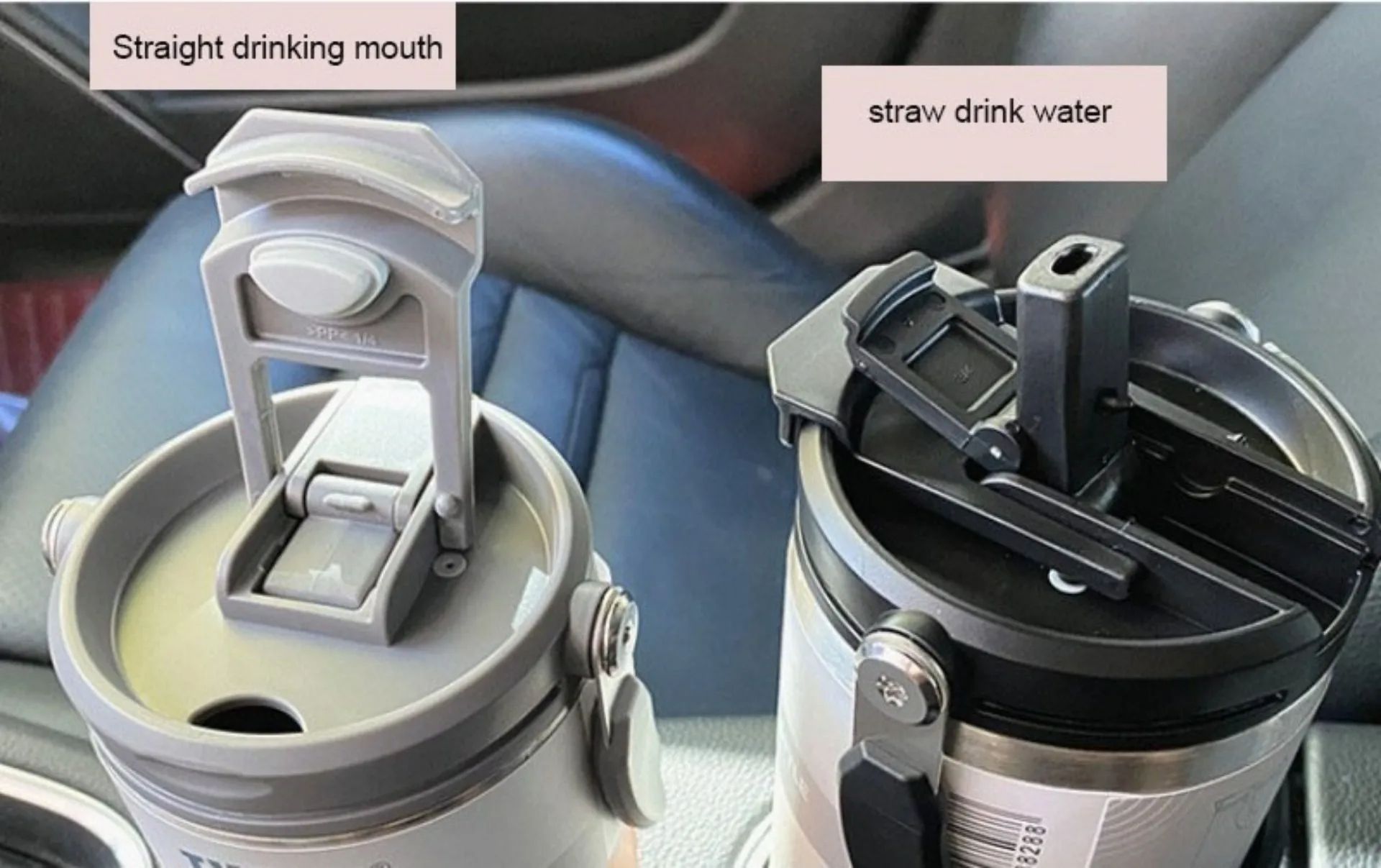 Vacuum Flask Car Water Bottle, 304 Stainless Steel Coffee Cup with Leak-Proof Lid, Handle & Non-Slip Base