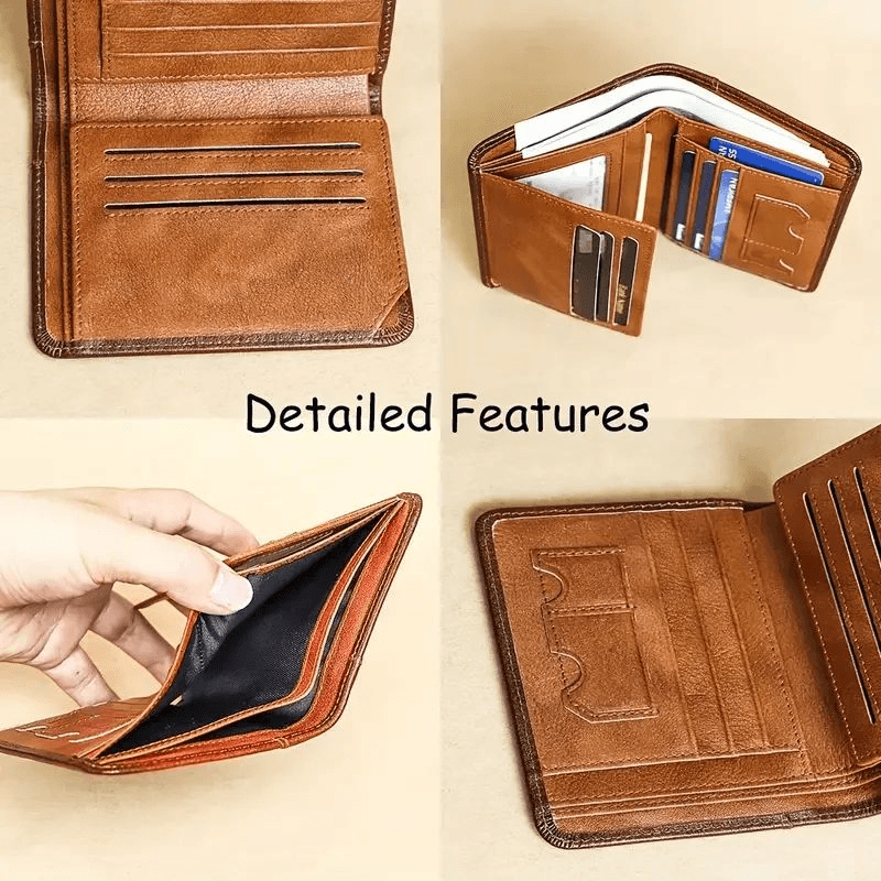 Men's RFID Wallet - Secure, Stylish, Trifold Design with Large Capacity & Photo Slot