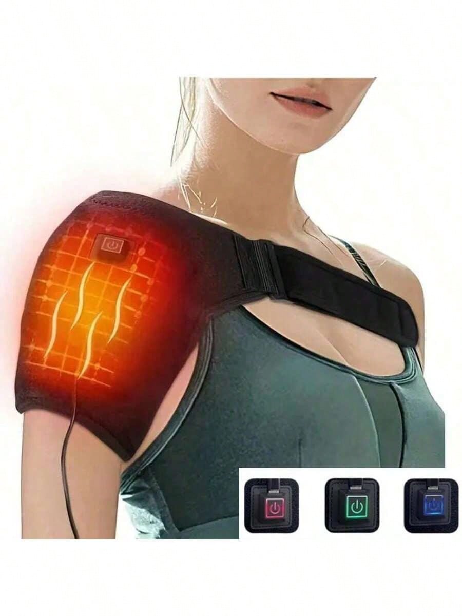 USB Electric Heating Shoulder Massage, Heated Back Shoulder Brace Adjustable for Arm Muscle Relaxation