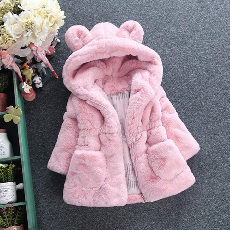 Hooded Parka Winter Baby Girls Clothes, Faux Fur Coat Fleece Jacket, Warm Snowsuit Outerwear Autumn Clothing