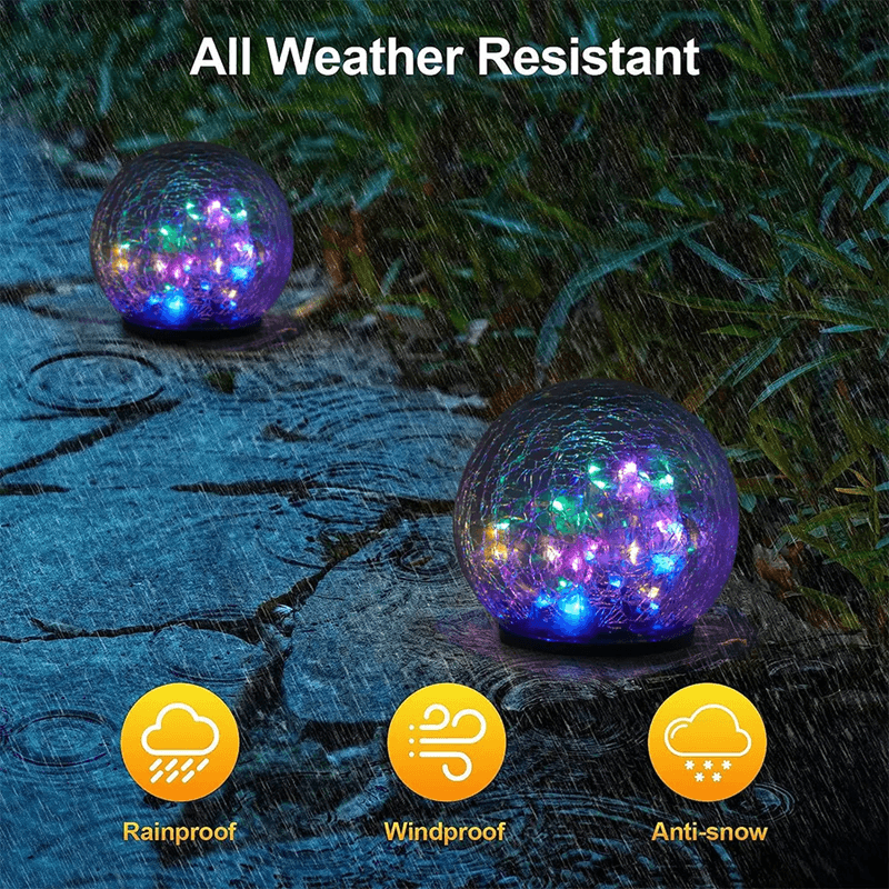 LumiGlobe Cracked Glass Solar Pathway Light Outdoor Waterproof Garden Lamp