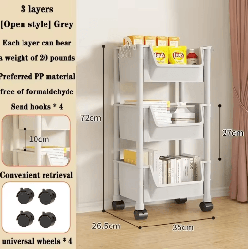 Rolling Storage Cart – Multi-Layer Mobile Organizer for Kitchen, Bedroom & Living Room